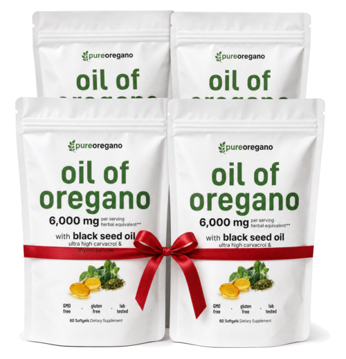 four packs of Pure Oregano oil of oregano
